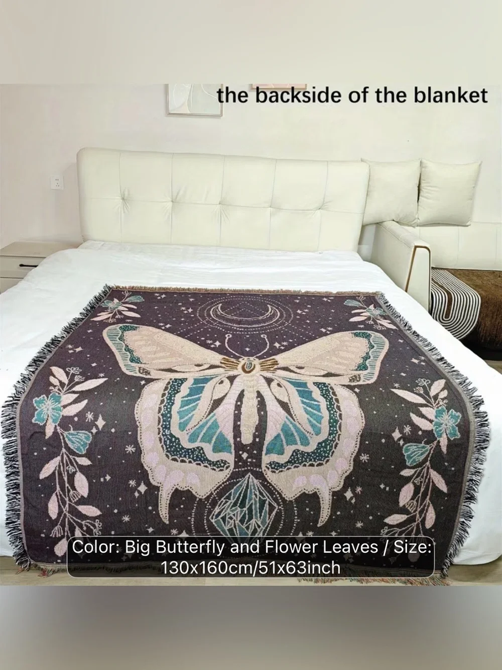 NWT Celestial Butterfly Woven Throw Blanket Reversible 51x63 Boho Gothic Witchy